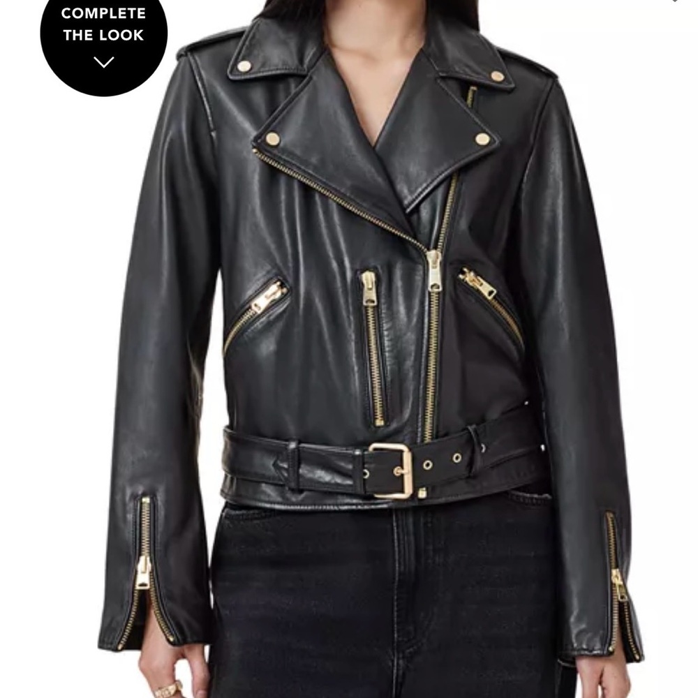 All Saints Black Leather Balfern  Biker Jacket